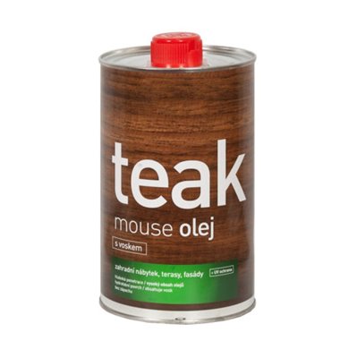 Teakový olej s UV ochranou a voskem, transparentní - 1L, Mouse oleum